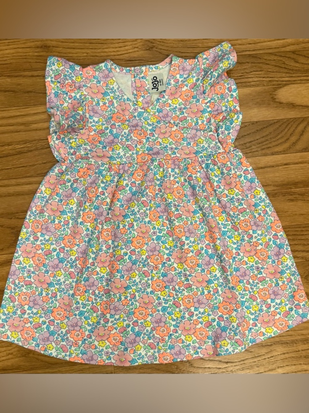 ⭐️2/$12 Baby Girls 12-18m JoJo Maman Bebe Floral Flutter-Sleeve Dress NWOT